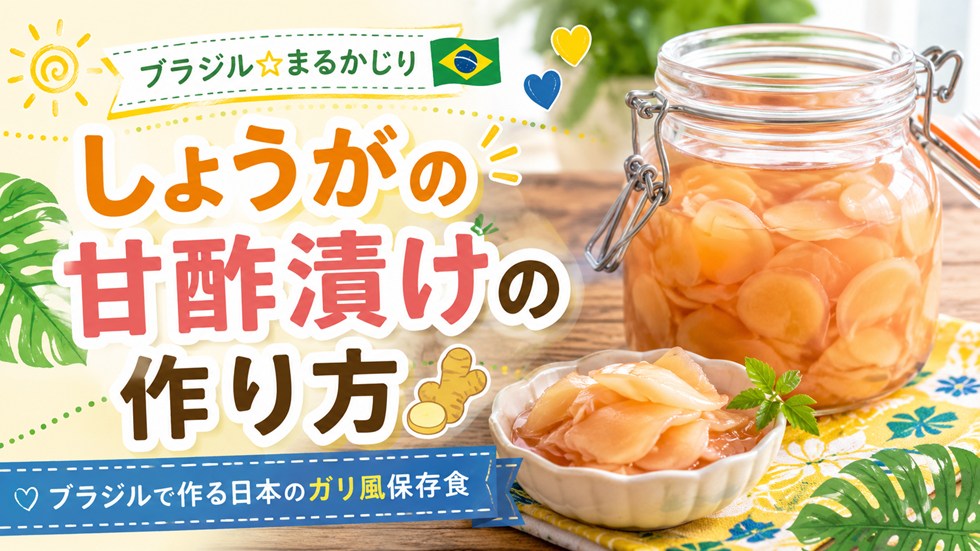 しょうがの甘酢漬けの作り方｜ブラジルで作る日本のガリ風保存食